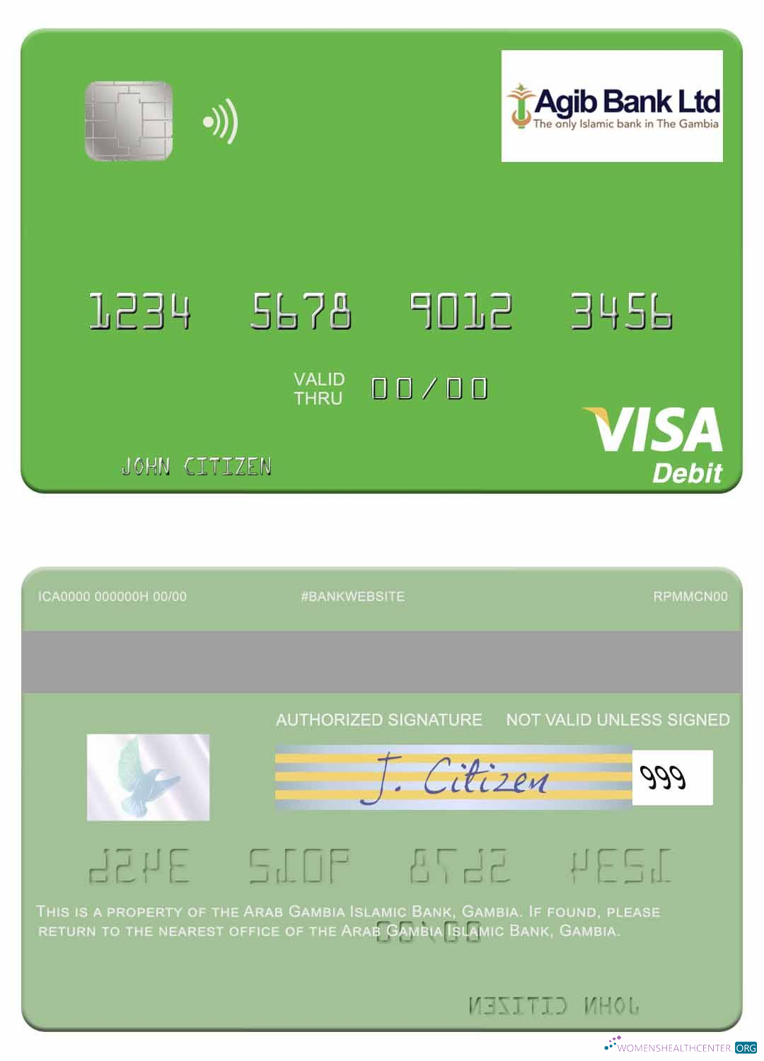 Download Gambia Arab Gambia Islamic Bank visa debit card Photoshop template
